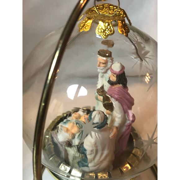 Vintage 1994 House Of Loyd Three King & Jesus Glass Hanging Ornament With Stand - Picture 5 of 7